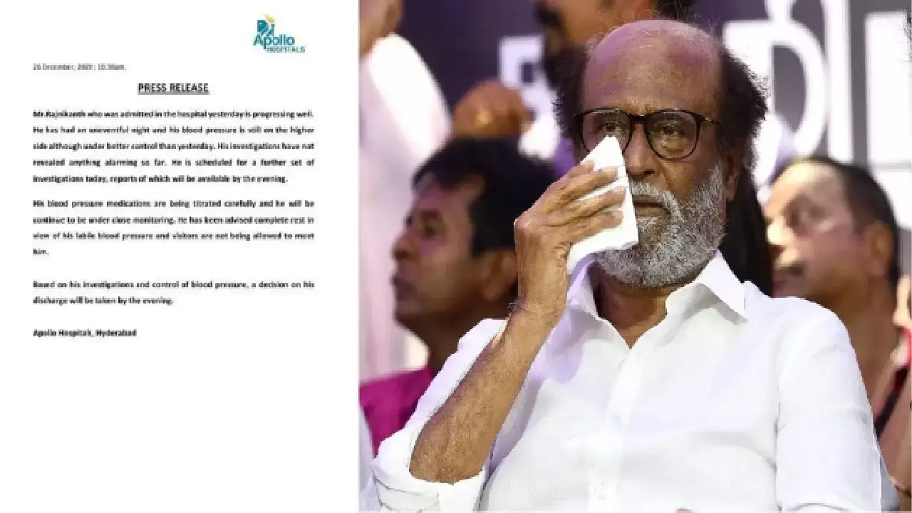 Hospital report on actor Rajinikanth's health !!!