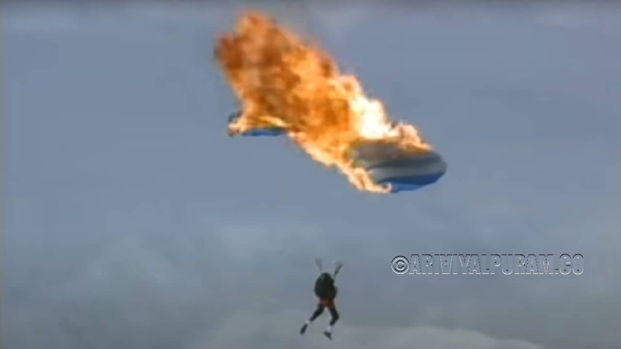 The person who flew in the burning parachute - inside the scenes that upset the abdomen !!!