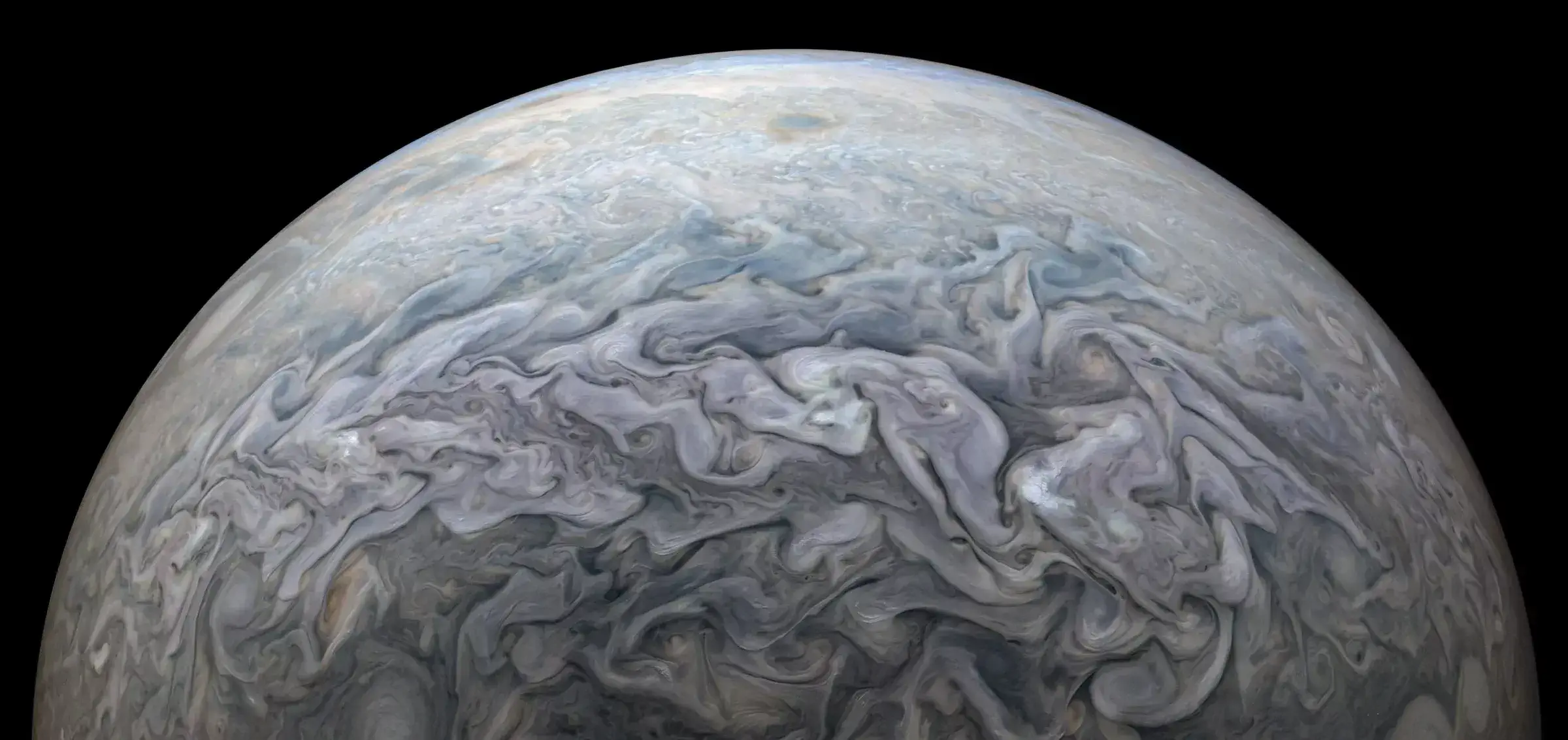 JUNO VIEW OF JUPITER, SEPTEMBER 2020 NASA’s Juno spacecraft captured this view of Jupiter’s swirling clouds during its 29th close pass over the giant planet in September 2020. NASA/JPL-Caltech/SwRI/MSSS/Kevin M. Gill