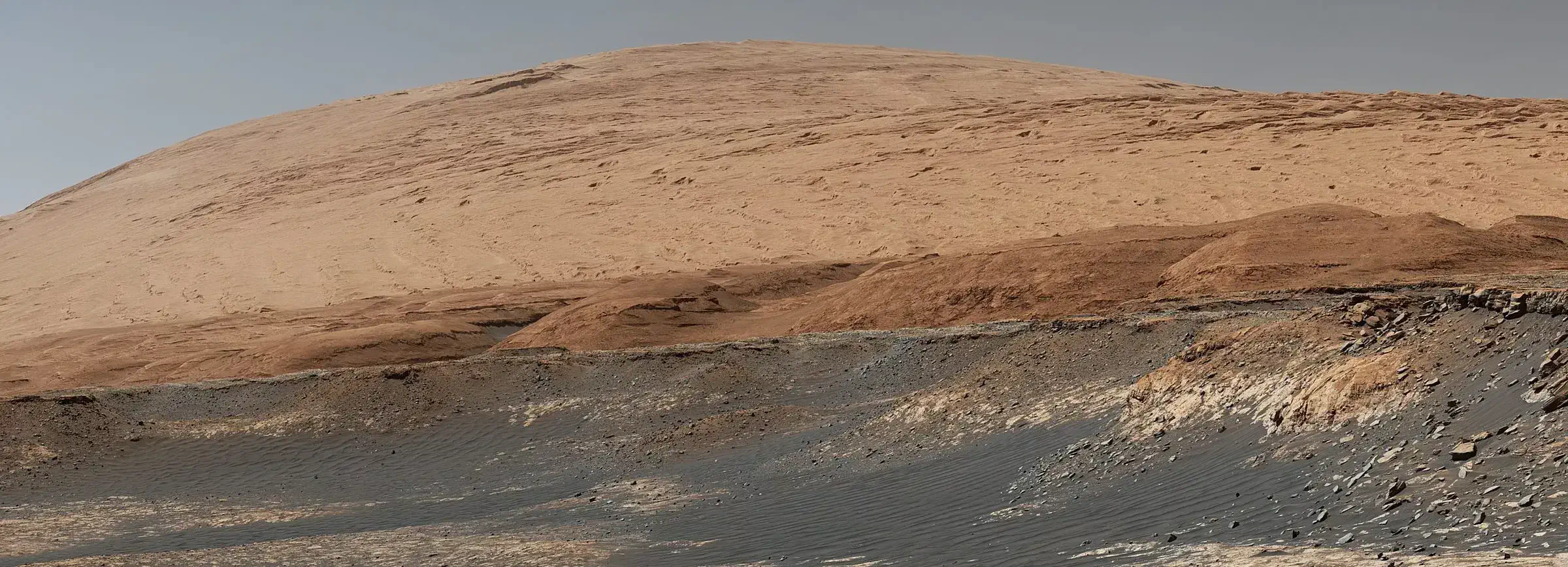 MARS OR EARTH? This image, cropped from a 116-frame panorama captured by NASA’s Curiosity rover in January 2020, shows Mount Sharp on Mars. The scene looks remarkably similar to the landscape found in some parts of the southwestern United States. NASA/JPL-Caltech/MSSS
